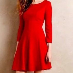 NWT Anthropologie Sunday In Brooklyn Scalloped Red Dress Size S